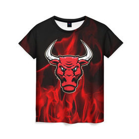 Женская футболка 3D с принтом Angry bull , 100% полиэфир ( синтетическое хлопкоподобное полотно) | прямой крой, круглый вырез горловины, длина до линии бедер | 3d | angry bull | in fire | бык | в огне | дым | животные | мощь | огненный | огонь | пламя | пожар | сила | стихия