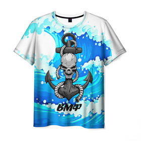 Мужская футболка 3D с принтом ВМФ , 100% полиэфир | прямой крой, круглый вырез горловины, длина до линии бедер | 3d | армия | вмф | волны | море | морской флот | океан | силовые структуры | скелет | череп | якорь