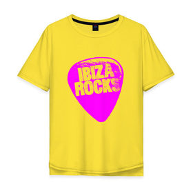 Мужская футболка хлопок Oversize с принтом Ibiza Rocks Pink , 100% хлопок | свободный крой, круглый ворот, “спинка” длиннее передней части | 