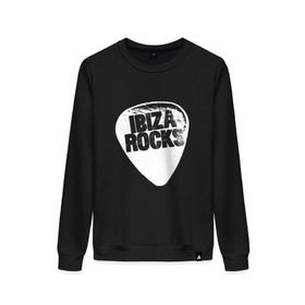 Женский свитшот хлопок с принтом Ibiza Rocks Black & White , 100% хлопок | прямой крой, круглый вырез, на манжетах и по низу широкая трикотажная резинка  | dj | ibiza | pink | rocks | вечеринка | гламур | диджей | дизайн | ибица | клуб | мода | остров | отпуск | пафос | путешествие | рок | стиль