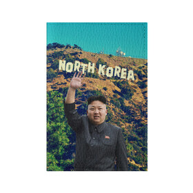 Обложка для паспорта матовая кожа с принтом NORTH KOREA , натуральная матовая кожа | размер 19,3 х 13,7 см; прозрачные пластиковые крепления | hollywood | kim jong un | north korea | ким чен ын | северная корея