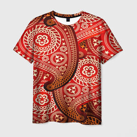 Мужская футболка 3D с принтом Турецкий огурец , 100% полиэфир | прямой крой, круглый вырез горловины, длина до линии бедер | 3d | абстракция | арт | индийский | турецкий огурец | узор | фигуры | цветы