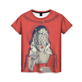 Женская футболка 3D с принтом Бесславные ублюдки , 100% полиэфир ( синтетическое хлопкоподобное полотно) | прямой крой, круглый вырез горловины, длина до линии бедер | inglourious basterds | жид медведь | квентин | мсье лападит | тарантино