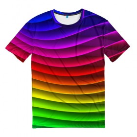 Мужская футболка 3D с принтом Радужные цвета , 100% полиэфир | прямой крой, круглый вырез горловины, длина до линии бедер | Тематика изображения на принте: радуга | цвет