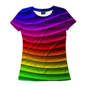 Женская футболка 3D с принтом Радужные цвета , 100% полиэфир ( синтетическое хлопкоподобное полотно) | прямой крой, круглый вырез горловины, длина до линии бедер | радуга | цвет
