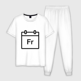 Мужская пижама хлопок с принтом Фублока Fr , 100% хлопок | брюки и футболка прямого кроя, без карманов, на брюках мягкая резинка на поясе и по низу штанин
 | fr | пт | пятница