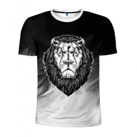 Мужская футболка 3D спортивная с принтом Лев , 100% полиэстер с улучшенными характеристиками | приталенный силуэт, круглая горловина, широкие плечи, сужается к линии бедра | Тематика изображения на принте: 3d | арт | голова животного | король | лев | природа | сила | царь