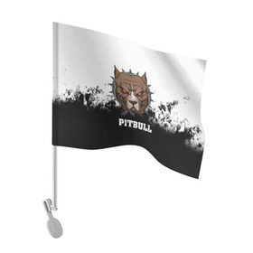 Флаг для автомобиля с принтом Pitbull , 100% полиэстер | Размер: 30*21 см | 3d | dog | pitbull | абстракция | животные | краска | собака | черно белый