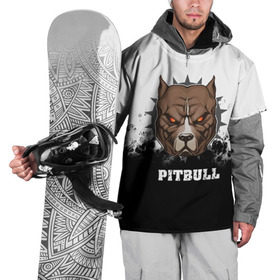 Накидка на куртку 3D с принтом Pitbull , 100% полиэстер |  | 3d | dog | pitbull | абстракция | животные | краска | собака | черно белый