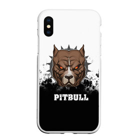 Чехол для iPhone XS Max матовый с принтом Pitbull , Силикон | Область печати: задняя сторона чехла, без боковых панелей | 3d | dog | pitbull | абстракция | животные | краска | собака | черно белый