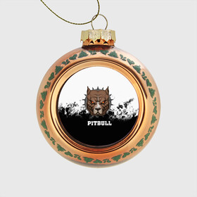 Стеклянный ёлочный шар с принтом Pitbull , Стекло | Диаметр: 80 мм | Тематика изображения на принте: 3d | dog | pitbull | абстракция | животные | краска | собака | черно белый
