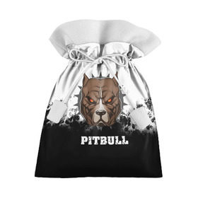 Подарочный 3D мешок с принтом Pitbull , 100% полиэстер | Размер: 29*39 см | Тематика изображения на принте: 3d | dog | pitbull | абстракция | животные | краска | собака | черно белый
