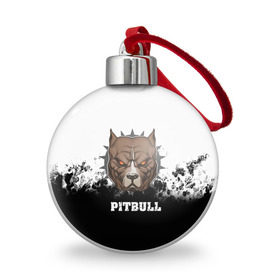 Ёлочный шар с принтом Pitbull , Пластик | Диаметр: 77 мм | Тематика изображения на принте: 3d | dog | pitbull | абстракция | животные | краска | собака | черно белый
