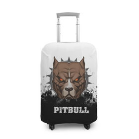 Чехол для чемодана 3D с принтом Pitbull , 86% полиэфир, 14% спандекс | двустороннее нанесение принта, прорези для ручек и колес | 3d | dog | pitbull | абстракция | животные | краска | собака | черно белый