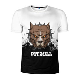 Мужская футболка 3D спортивная с принтом Pitbull , 100% полиэстер с улучшенными характеристиками | приталенный силуэт, круглая горловина, широкие плечи, сужается к линии бедра | 3d | dog | pitbull | абстракция | животные | краска | собака | черно белый