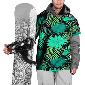 Накидка на куртку 3D с принтом Tropical pattern , 100% полиэстер |  | 3d | арт | лето | листья | пальмы | текстура | узор | цветы