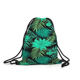 Рюкзак-мешок 3D с принтом Tropical pattern , 100% полиэстер | плотность ткани — 200 г/м2, размер — 35 х 45 см; лямки — толстые шнурки, застежка на шнуровке, без карманов и подкладки | 3d | арт | лето | листья | пальмы | текстура | узор | цветы