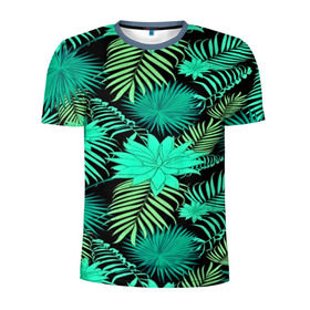 Мужская футболка 3D спортивная с принтом Tropical pattern , 100% полиэстер с улучшенными характеристиками | приталенный силуэт, круглая горловина, широкие плечи, сужается к линии бедра | 3d | арт | лето | листья | пальмы | текстура | узор | цветы