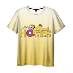 Мужская футболка 3D с принтом Гомер Симпсон , 100% полиэфир | прямой крой, круглый вырез горловины, длина до линии бедер | Тематика изображения на принте: homer | simpsons | гомер | пончик | симпсоны