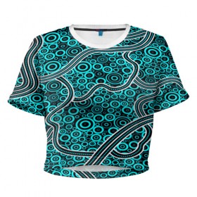 Женская футболка 3D укороченная с принтом Aboriginal pattern , 100% полиэстер | круглая горловина, длина футболки до линии талии, рукава с отворотами | абстракции | арт | волны | узор | фигуры