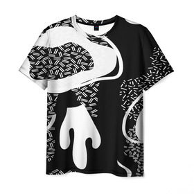 Мужская футболка 3D с принтом Черно-белый узор , 100% полиэфир | прямой крой, круглый вырез горловины, длина до линии бедер | abstraction | абстракция | геометрия | грани | линии | полигоны | сочетания | текстура | узоры | черно белый