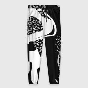 Женские брюки 3D с принтом Черно-белый узор , полиэстер 100% | прямой крой, два кармана без застежек по бокам, с мягкой трикотажной резинкой на поясе и по низу штанин. В поясе для дополнительного комфорта — широкие завязки | abstraction | абстракция | геометрия | грани | линии | полигоны | сочетания | текстура | узоры | черно белый