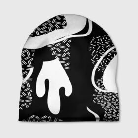 Шапка 3D с принтом Черно-белый узор , 100% полиэстер | универсальный размер, печать по всей поверхности изделия | Тематика изображения на принте: abstraction | абстракция | геометрия | грани | линии | полигоны | сочетания | текстура | узоры | черно белый