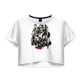 Женская футболка 3D укороченная с принтом Бешеные псы , 100% полиэстер | круглая горловина, длина футболки до линии талии, рукава с отворотами | бешеные псы | тарантино