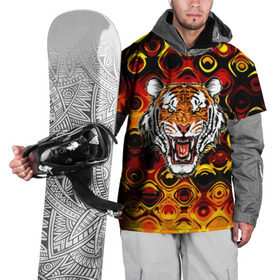 Накидка на куртку 3D с принтом Тигр , 100% полиэстер |  | Тематика изображения на принте: 3d | abstraction | tiger | абстракция | голова животного | клыки | котята | кошки | крик | полосатый | тигр