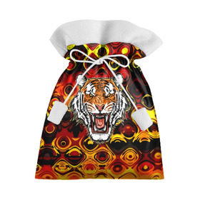 Подарочный 3D мешок с принтом Тигр , 100% полиэстер | Размер: 29*39 см | 3d | abstraction | tiger | абстракция | голова животного | клыки | котята | кошки | крик | полосатый | тигр