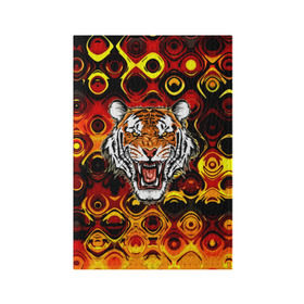 Обложка для паспорта матовая кожа с принтом Тигр , натуральная матовая кожа | размер 19,3 х 13,7 см; прозрачные пластиковые крепления | 3d | abstraction | tiger | абстракция | голова животного | клыки | котята | кошки | крик | полосатый | тигр