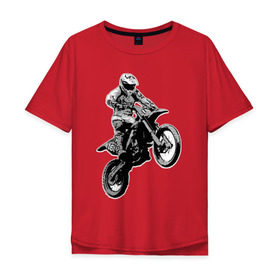 Мужская футболка хлопок Oversize с принтом Мотокросс , 100% хлопок | свободный крой, круглый ворот, “спинка” длиннее передней части | 3d | арт | байк | краска | мотокросс | мотоцикл | прикольные | цветные