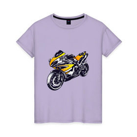 Женская футболка хлопок с принтом Yamaha R1 , 100% хлопок | прямой крой, круглый вырез горловины, длина до линии бедер, слегка спущенное плечо | Тематика изображения на принте: 3d | r1 | yamaha | арт | байк | краска | мотокросс | мотоцикл | прикольные | цветные