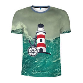 Мужская футболка 3D спортивная с принтом Морской , 100% полиэстер с улучшенными характеристиками | приталенный силуэт, круглая горловина, широкие плечи, сужается к линии бедра | 3d | blue | брызги | вмф | вода | военный | волны | исторический | капли | корабль | лето | море | моряк | океан | природа | фрегат | шторм