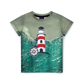 Детская футболка 3D с принтом Морской , 100% гипоаллергенный полиэфир | прямой крой, круглый вырез горловины, длина до линии бедер, чуть спущенное плечо, ткань немного тянется | 3d | blue | брызги | вмф | вода | военный | волны | исторический | капли | корабль | лето | море | моряк | океан | природа | фрегат | шторм