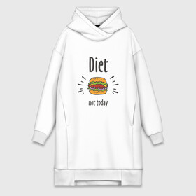 Платье-худи хлопок с принтом Diet. Not Today ,  |  | булки | бутерброд | гамбургер | диета | еда | жир | зож | картошка фри | котлета | кулинария | кухня | не сегодня | пицца | пп | прикольная надпись | сыр | фастфуд | худею | чизбургер | я на диете