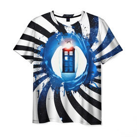 Мужская футболка 3D с принтом Доктор кто? , 100% полиэфир | прямой крой, круглый вырез горловины, длина до линии бедер | 3d | doctor who | абстракция | арт | звезды | космос | краски | пространство | сериал | фильмы