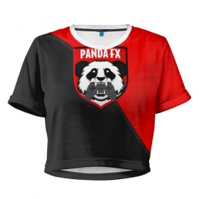 Женская футболка 3D укороченная с принтом PandafxTM , 100% полиэстер | круглая горловина, длина футболки до линии талии, рукава с отворотами | 7f united | fifa | pandafx | панда