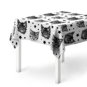 Скатерть 3D с принтом Котики , 100% полиэстер (ткань не мнется и не растягивается) | Размер: 150*150 см | Тематика изображения на принте: звезды | кот | котенок | котик | котики | котята | кошка | орнамент | узор