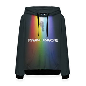 Женская толстовка 3D с принтом Imagine Dragons , 100% полиэстер  | двухслойный капюшон со шнурком для регулировки, мягкие манжеты на рукавах и по низу толстовки, спереди карман-кенгуру с мягким внутренним слоем. | demons | evolve | mirrors | radioactive | драконы | космос | музыка | нло | ночь | поп | радуга | рок | свет