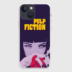 Чехол для iPhone 13 mini с принтом Бульварное чтиво ,  |  | pulp fiction | адреналин | криминальное чтиво | миа уоллес | мия | сердце | укол
