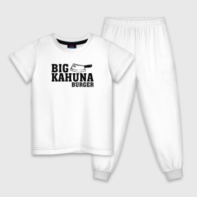 Детская пижама хлопок с принтом Big Kahuna , 100% хлопок |  брюки и футболка прямого кроя, без карманов, на брюках мягкая резинка на поясе и по низу штанин
 | pulp fiction | биг кахуна | бургер | винсент вега | гавайский бургер | джулс виннфилд