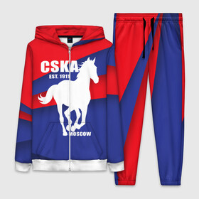 Женский костюм 3D с принтом CSKA est. 1911 ,  |  | армейцы | болельщик | кони | красно синие | фанат | футбол | футболист | цска