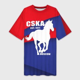 Платье-футболка 3D с принтом CSKA est. 1911 ,  |  | армейцы | болельщик | кони | красно синие | фанат | футбол | футболист | цска
