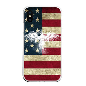 Чехол для iPhone XS Max матовый с принтом Флаг США с белым орлом , Силикон | Область печати: задняя сторона чехла, без боковых панелей | usa | америка | американец | америки | звездно полосатый | необычный | нью йорк | орел | соединенные | сша | флаг | штаты | янки