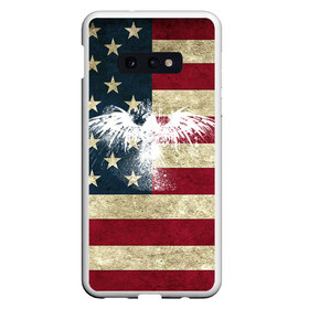 Чехол для Samsung S10E с принтом Флаг США с белым орлом , Силикон | Область печати: задняя сторона чехла, без боковых панелей | usa | америка | американец | америки | звездно полосатый | необычный | нью йорк | орел | соединенные | сша | флаг | штаты | янки