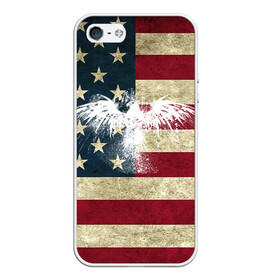 Чехол для iPhone 5/5S матовый с принтом Флаг США с белым орлом , Силикон | Область печати: задняя сторона чехла, без боковых панелей | usa | америка | американец | америки | звездно полосатый | необычный | нью йорк | орел | соединенные | сша | флаг | штаты | янки