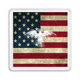 Магнит 55*55 с принтом Флаг США с белым орлом , Пластик | Размер: 65*65 мм; Размер печати: 55*55 мм | Тематика изображения на принте: usa | америка | американец | америки | звездно полосатый | необычный | нью йорк | орел | соединенные | сша | флаг | штаты | янки