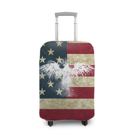 Чехол для чемодана 3D с принтом Флаг США с белым орлом , 86% полиэфир, 14% спандекс | двустороннее нанесение принта, прорези для ручек и колес | Тематика изображения на принте: usa | америка | американец | америки | звездно полосатый | необычный | нью йорк | орел | соединенные | сша | флаг | штаты | янки