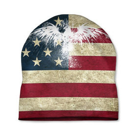 Шапка 3D с принтом Флаг США с белым орлом , 100% полиэстер | универсальный размер, печать по всей поверхности изделия | Тематика изображения на принте: usa | америка | американец | америки | звездно полосатый | необычный | нью йорк | орел | соединенные | сша | флаг | штаты | янки